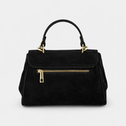 Lucca Top Handle Luxe Suede Tote Bag - Black - JLR London