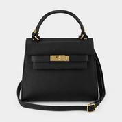 Elena Top Handle Luxe Leather Tote Bag - Black - JLR London