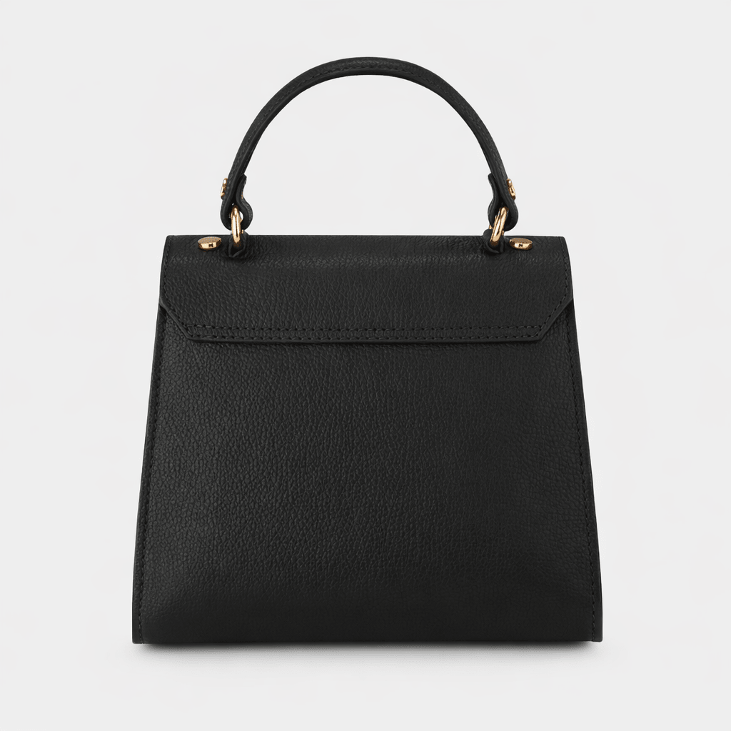 Elena Top Handle Luxe Leather Tote Bag - Black - JLR London