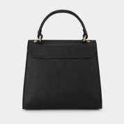 Elena Top Handle Luxe Leather Tote Bag - Black - JLR London