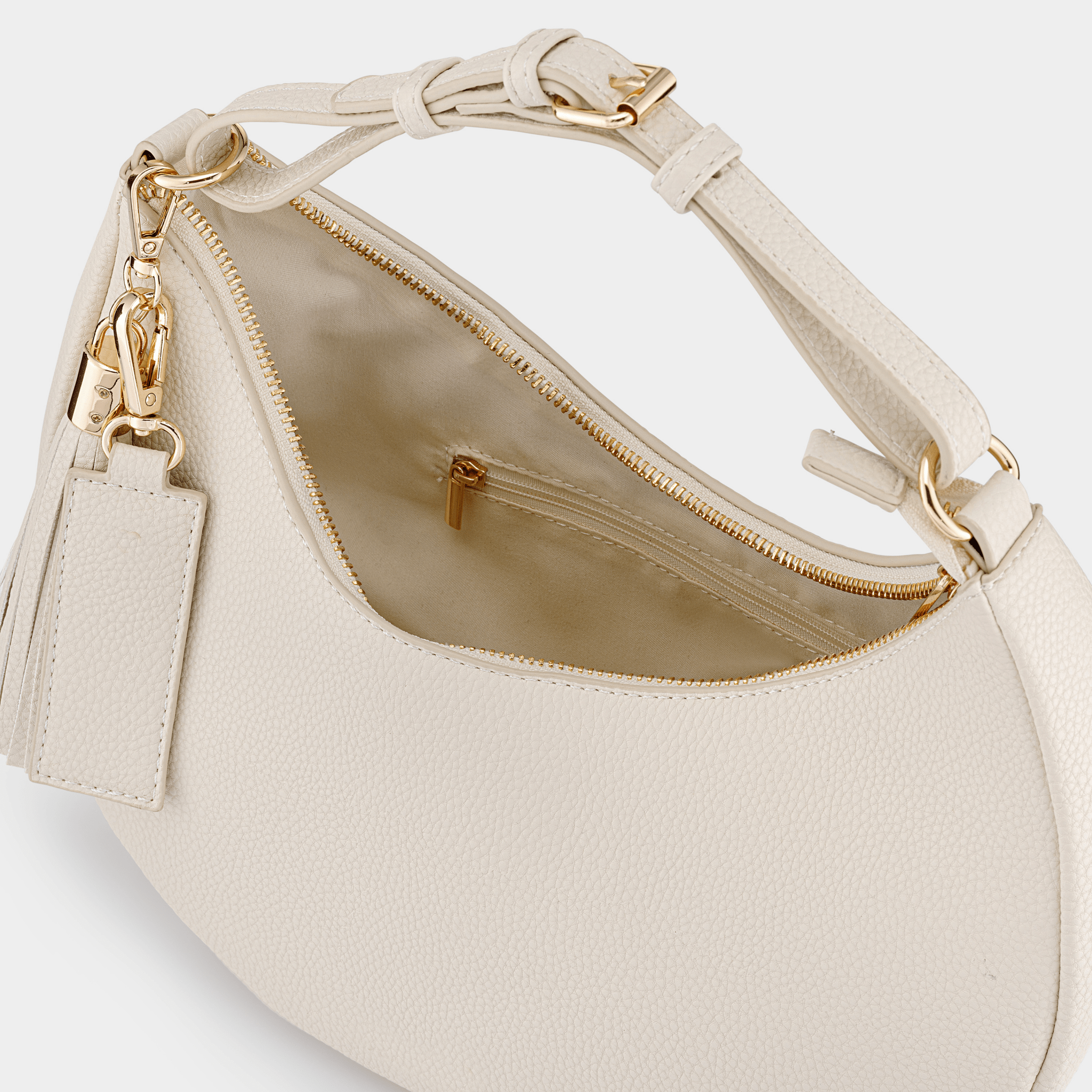 Rudy Midi Half Moon Bag - Ecru - JLR London
