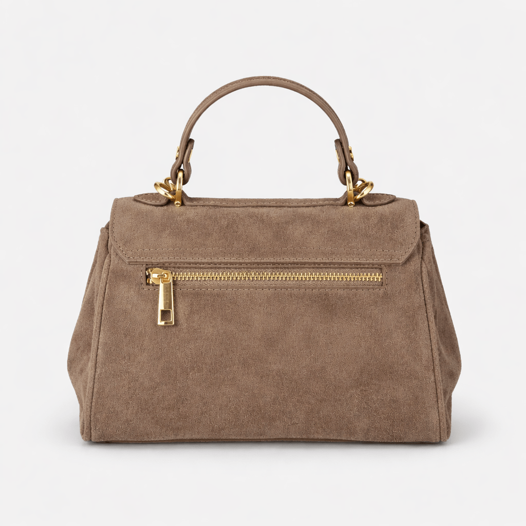 Lucca Top Handle Luxe Suede Tote Bag - Taupe - JLR London