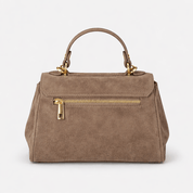 Lucca Top Handle Luxe Suede Tote Bag - Taupe - JLR London