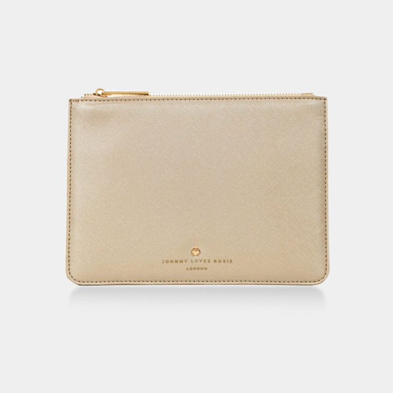 GOLD-JAMES-MEDIUM-POUCH-PERSPNALISE-CLUTCH-GIFT-JOHNNY-LOVES-ROSIE-JLR &INITIALS