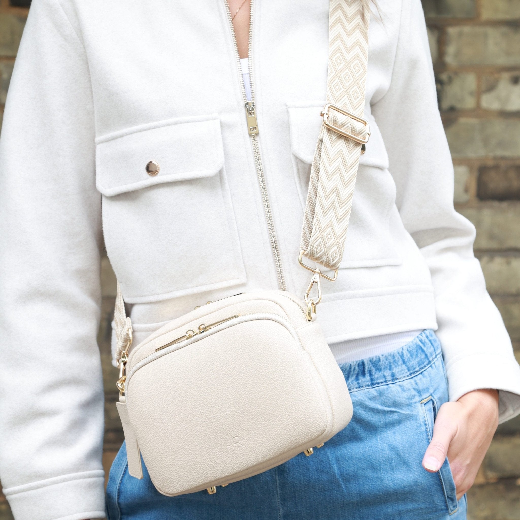 Chelsea Maxi Crossbody Luxe Leather Bag - Ecru - JLR London