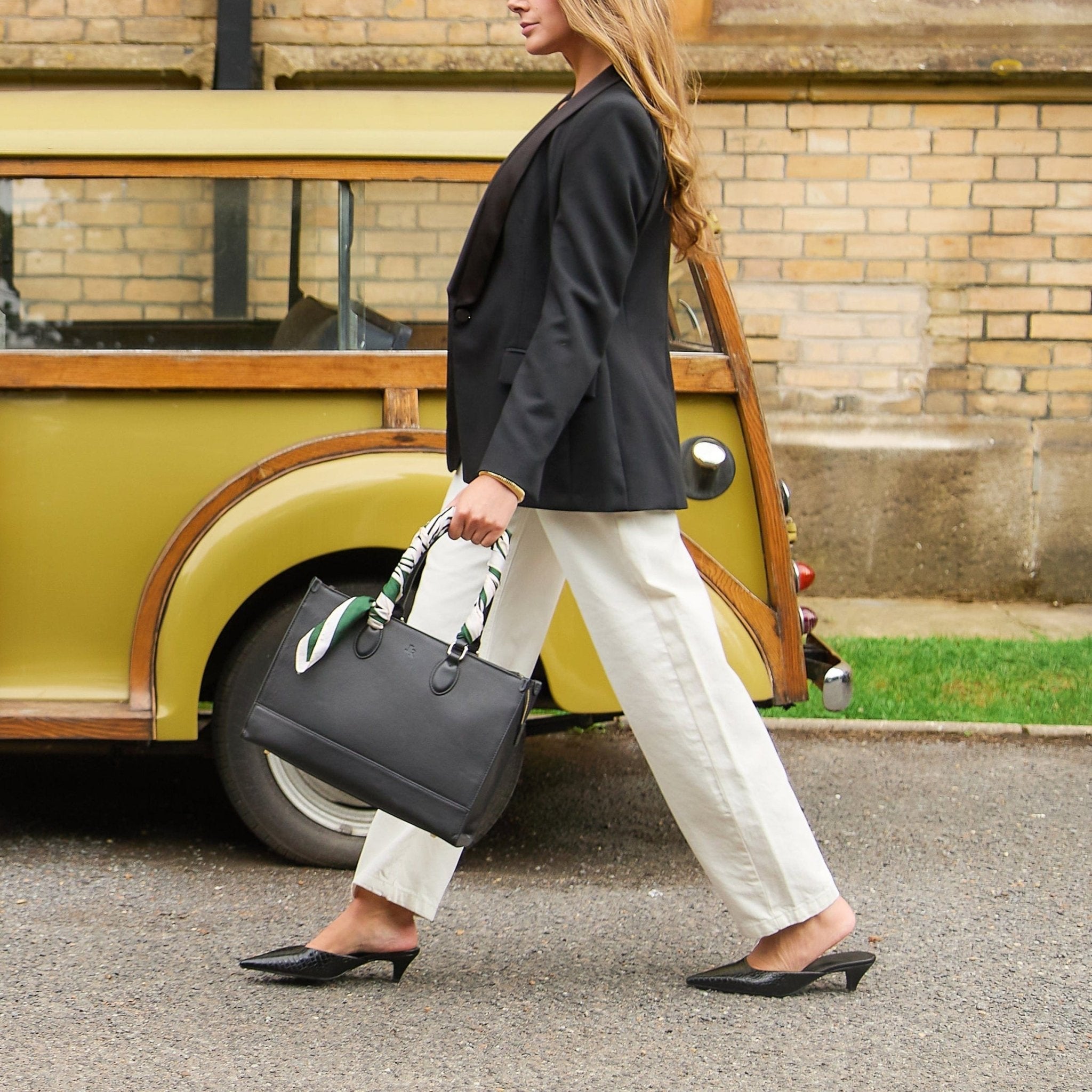 Luxe Leather Belgrave Work Bag - Black - JLR London