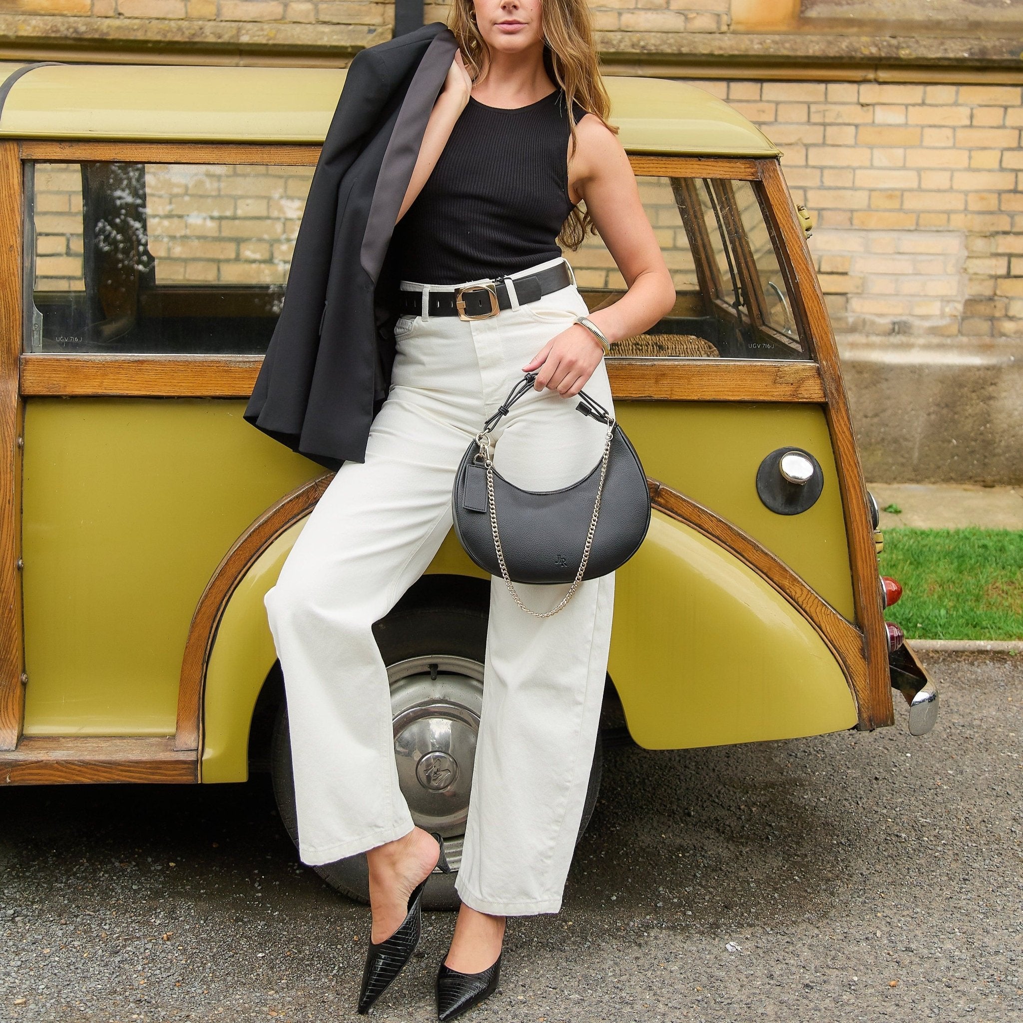 Rudy Midi Half Moon Bag - Black - JLR London