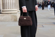 Lucca Top Handle Luxe Suede Tote Bag - Dark Brown - JLR London
