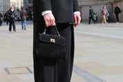 Lucca Top Handle Luxe Suede Tote Bag - Black - JLR London