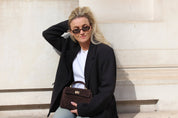 Lucca Top Handle Luxe Suede Tote Bag - Dark Brown - JLR London