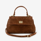 Lucca Top Handle Luxe Suede Tote Bag - Tan - JLR London
