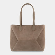 Antonio Large Luxe Leather and Suede Tote Bag - Taupe - JLR London