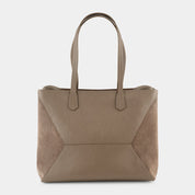 Antonio Large Luxe Leather and Suede Tote Bag - Taupe - JLR London