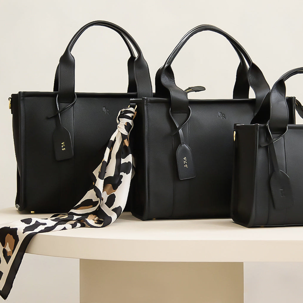Maxi Taylor Luxe Leather Tote Bag - Black