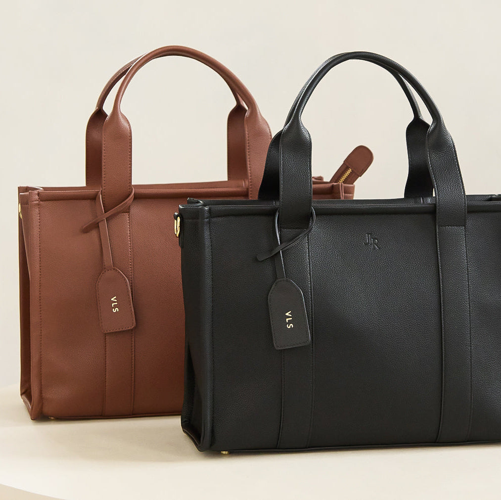 Maxi Taylor Luxe Leather Tote Bag - Black