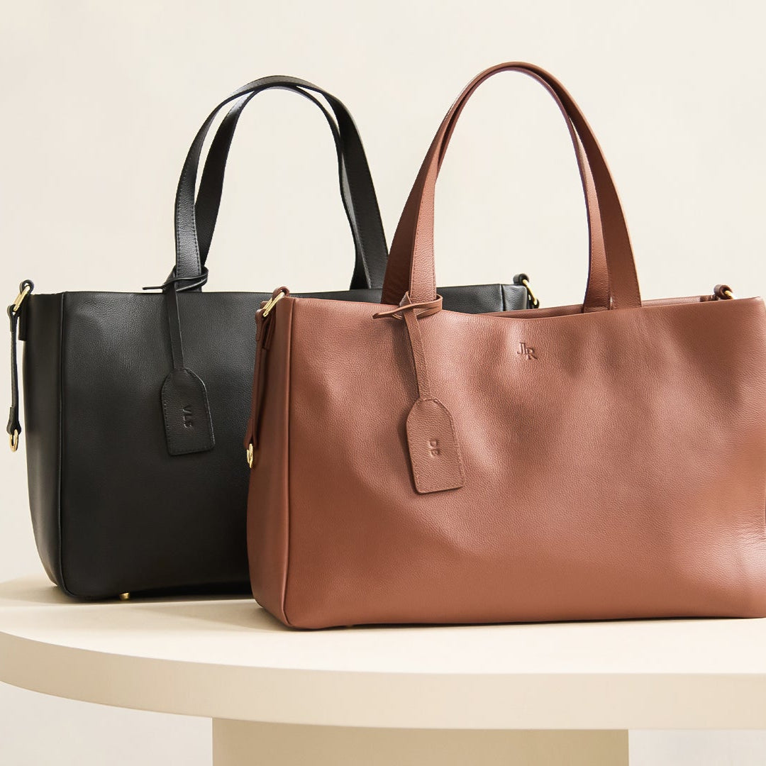 Stella Large Luxe Leather Tote Bag- Tan
