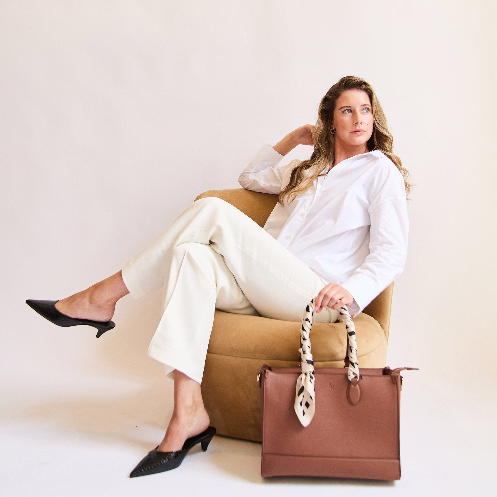 Belgrave Luxe Leather Work Bag - Tan - JLR London