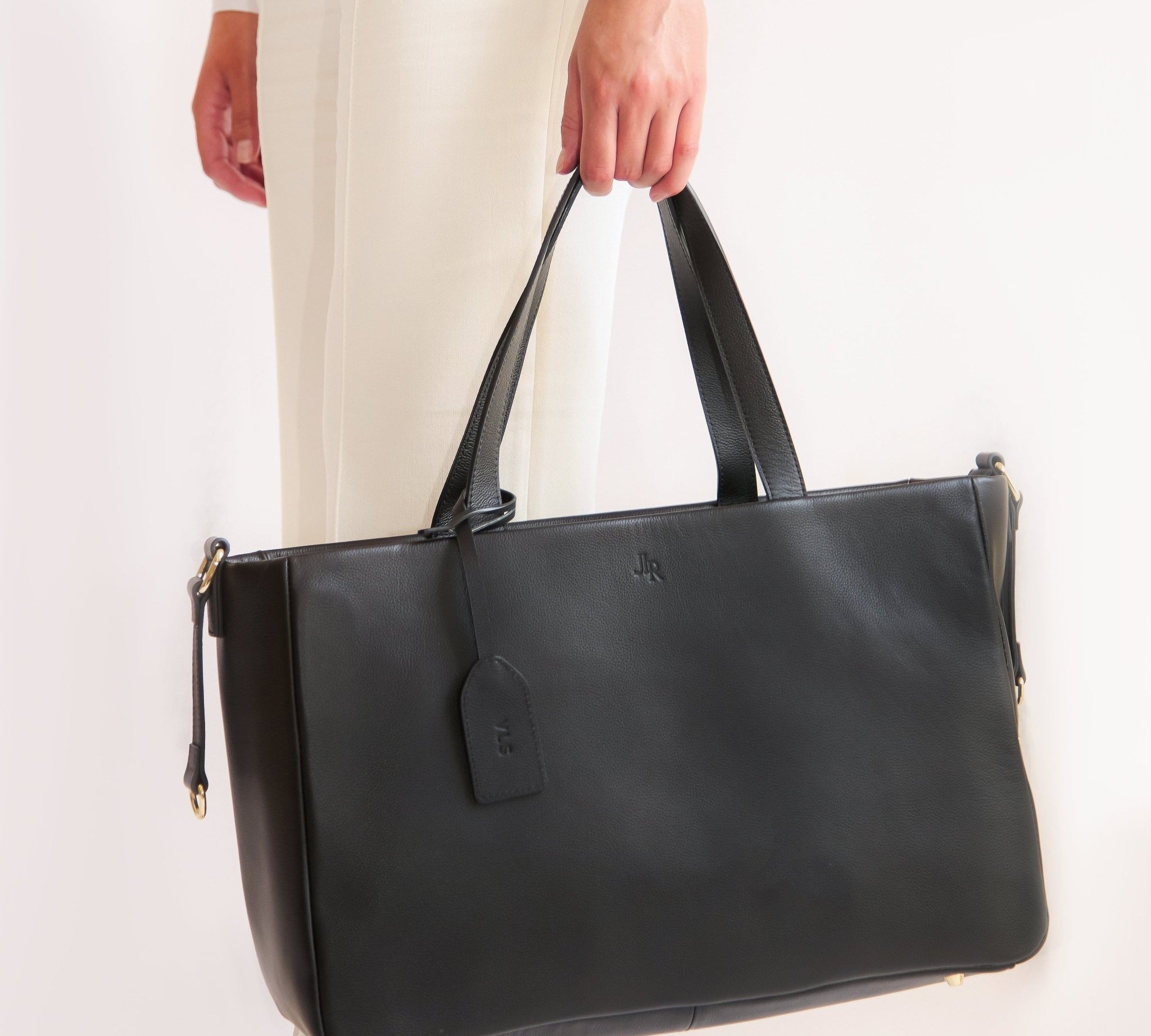 Stella Large Luxe Leather Tote Bag - Black - JLR London