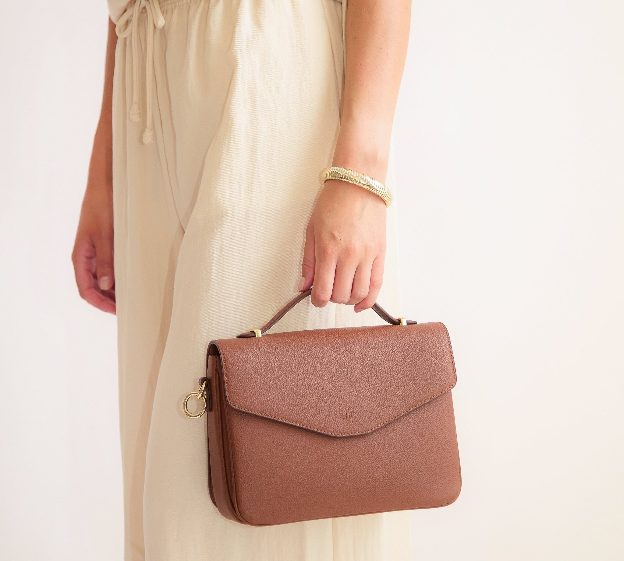 Kensington Luxe Leather Top Handle Bag - Tan - JLR London