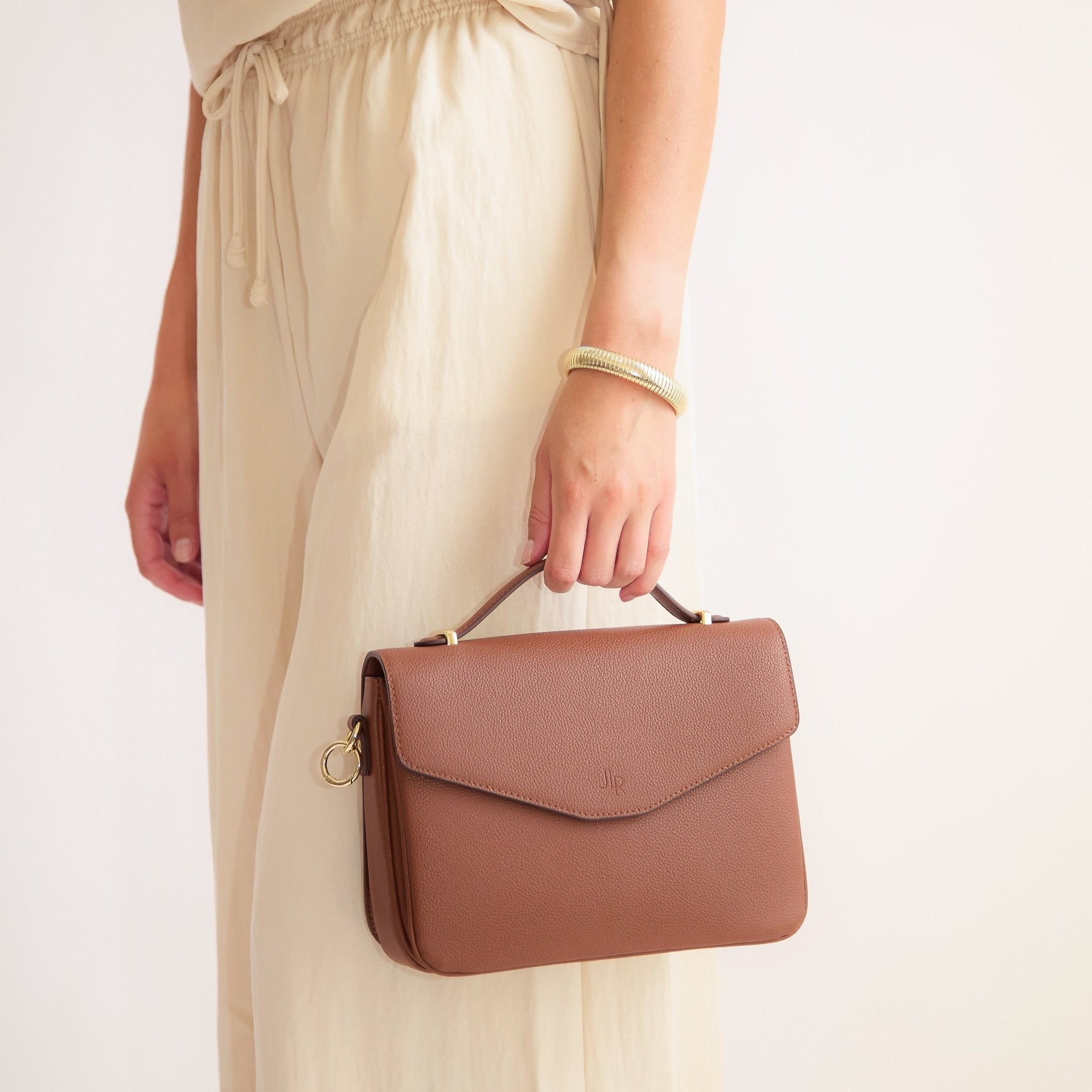 Kensington Luxe Leather Top Handle Bag - Tan - JLR London