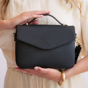 Kensington Luxe Leather Top Handle Bag - Black
