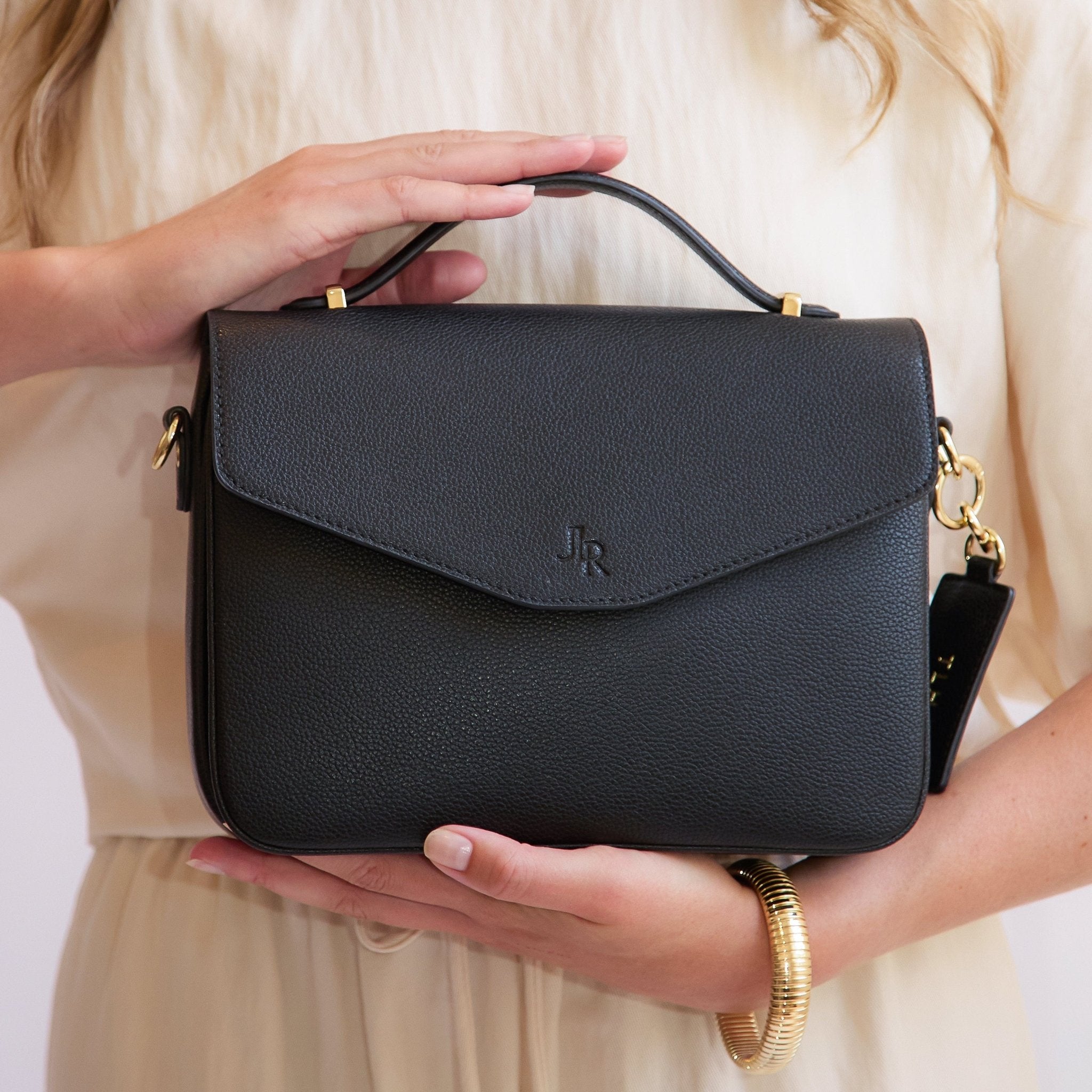 Kensington Luxe Leather Top Handle Bag - Black - JLR London