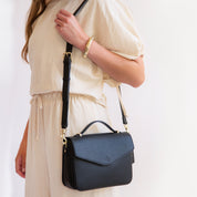 Kensington Luxe Leather Top Handle Bag - Black