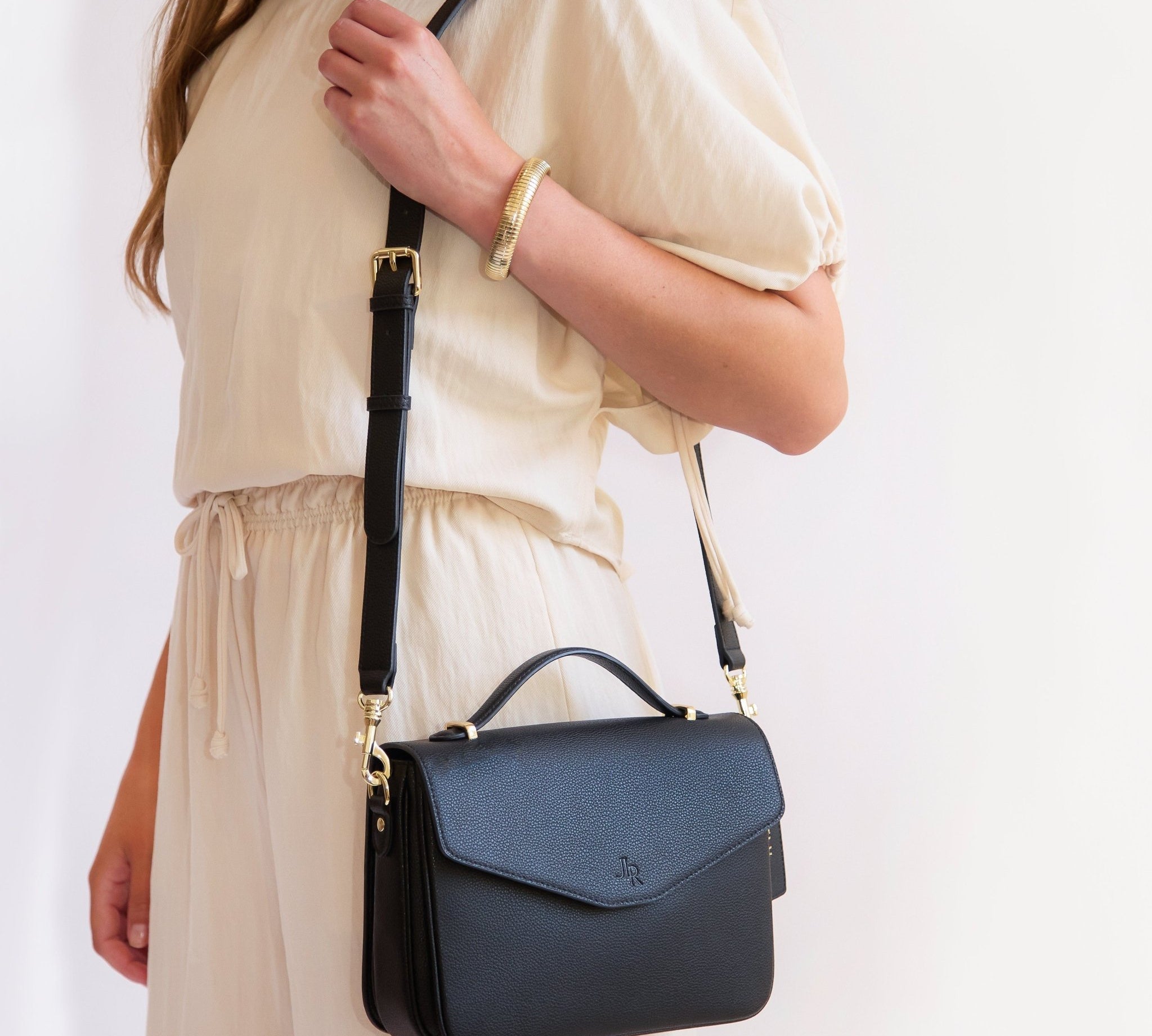 Kensington Luxe Leather Top Handle Bag - Black - JLR London