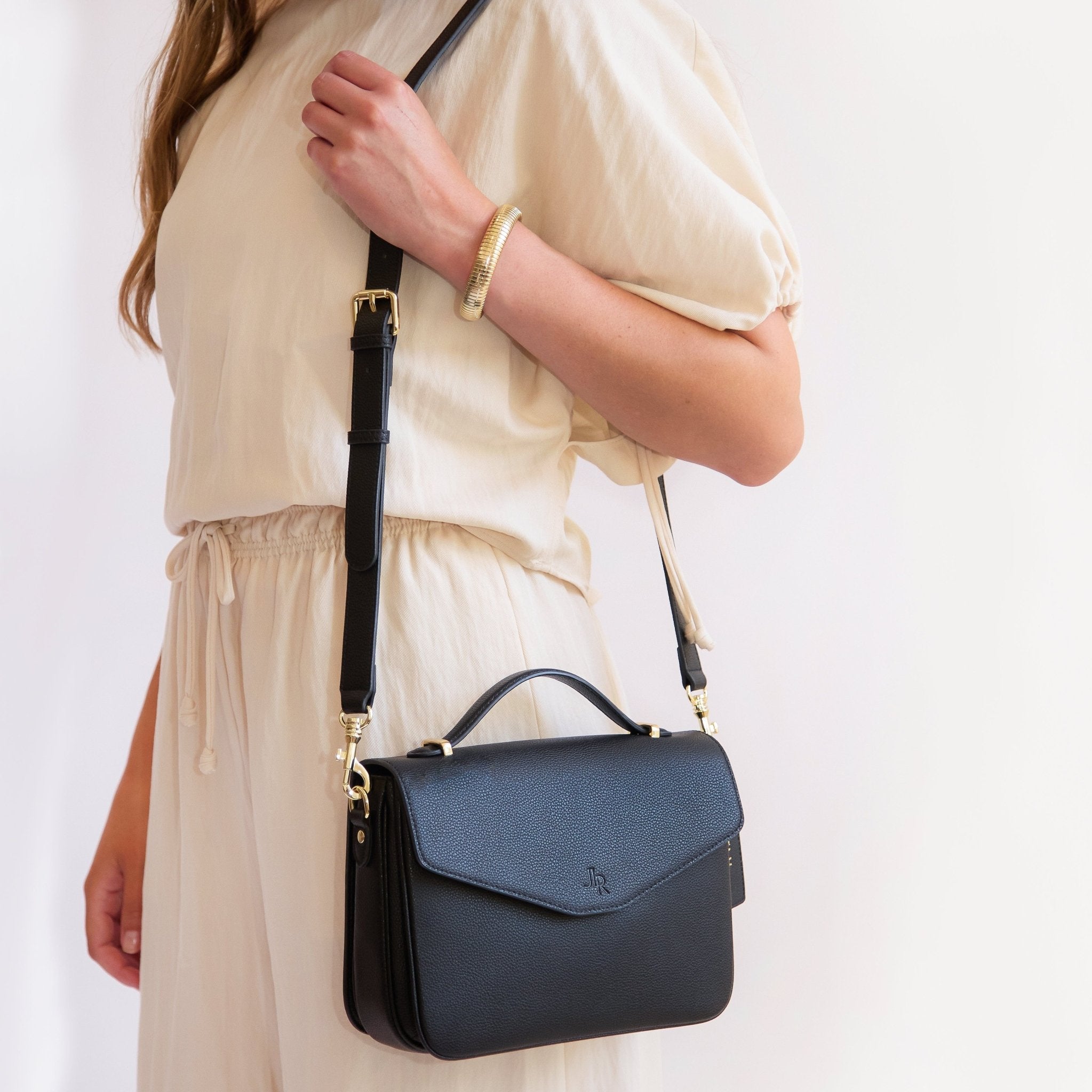 Kensington Luxe Leather Top Handle Bag - Black - JLR London