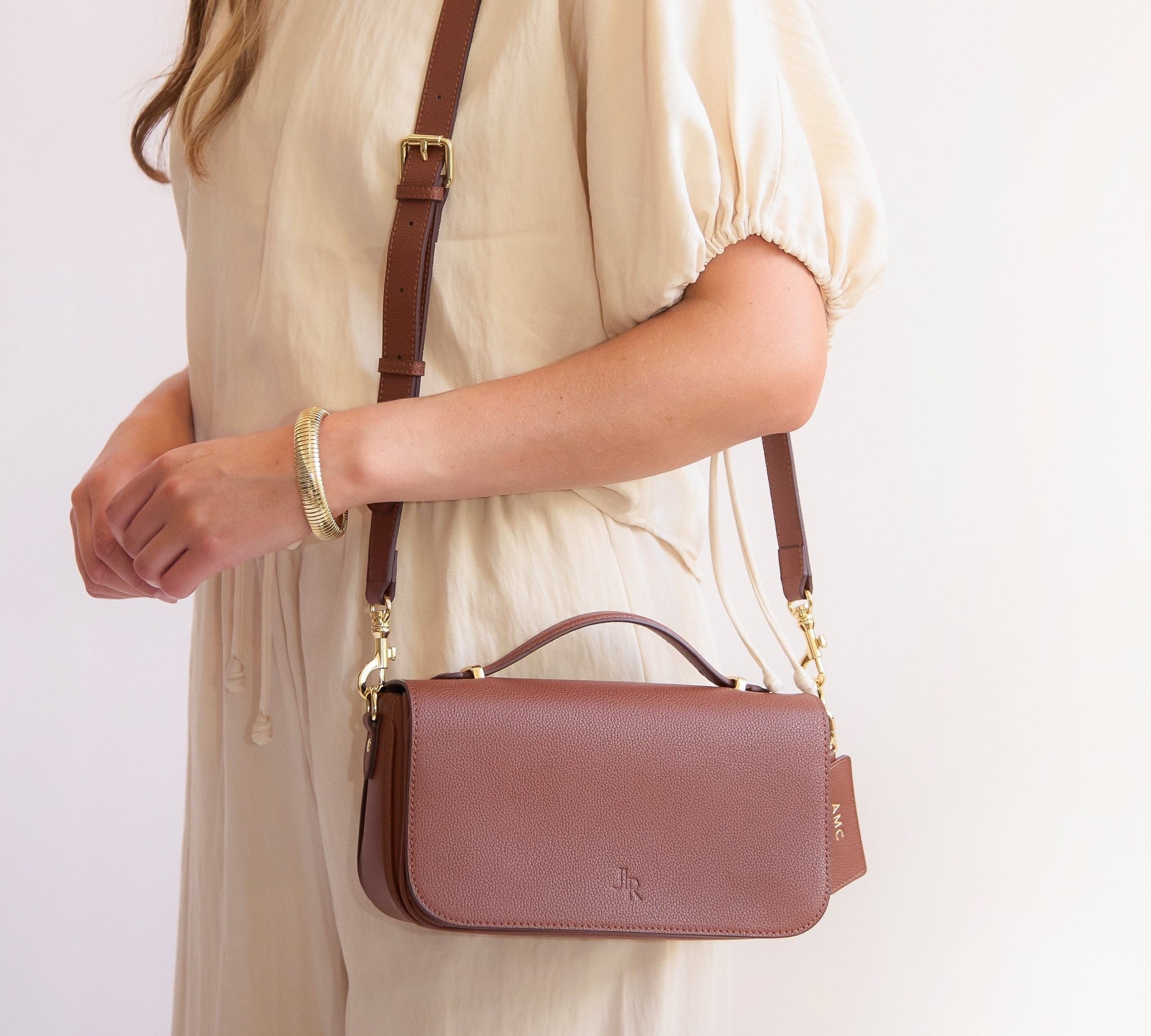 Cambridge Luxe Leather Top Handle Bag - Tan - JLR London