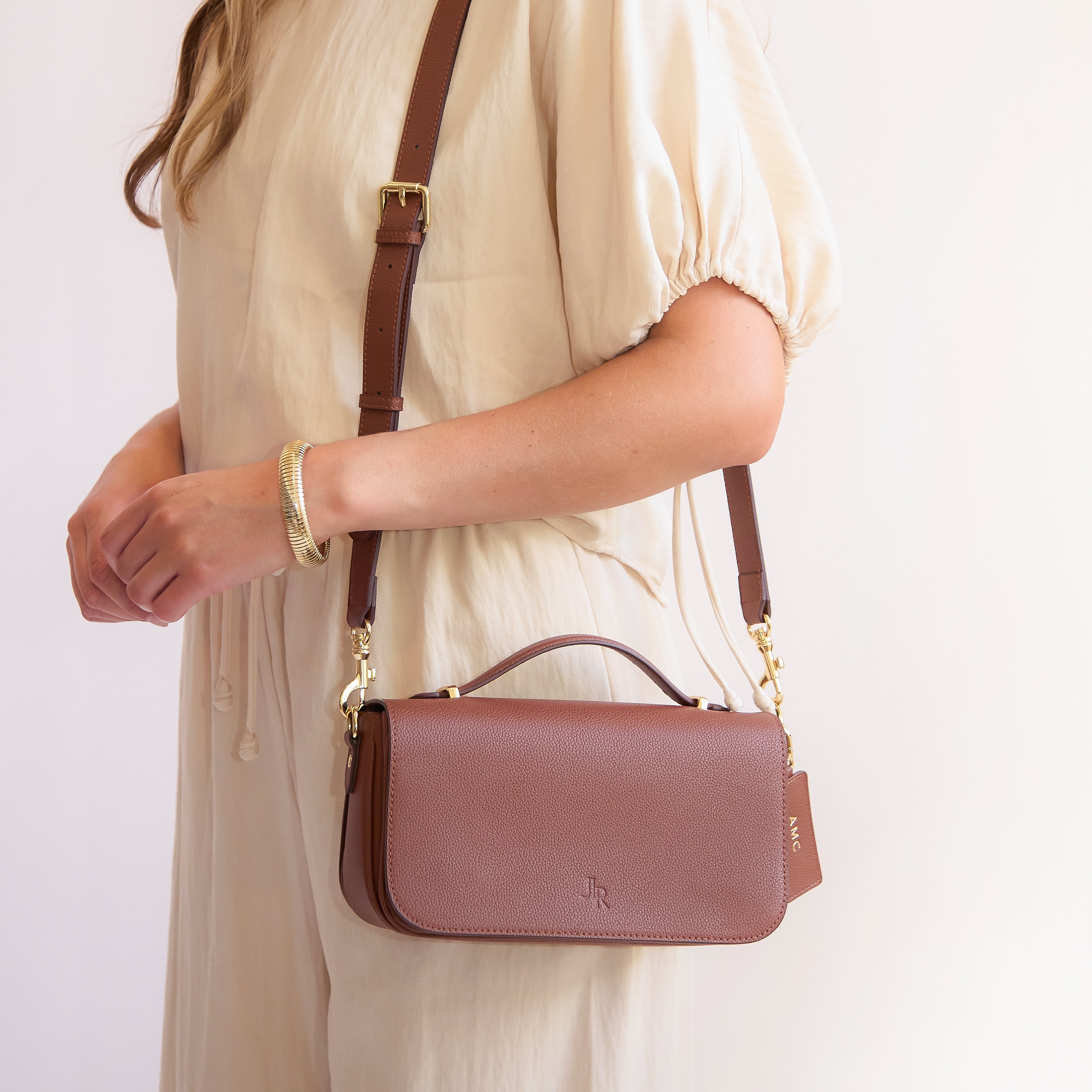 Cambridge Luxe Leather Top Handle Bag - Tan
