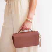 Cambridge Luxe Leather Top Handle Bag - Tan