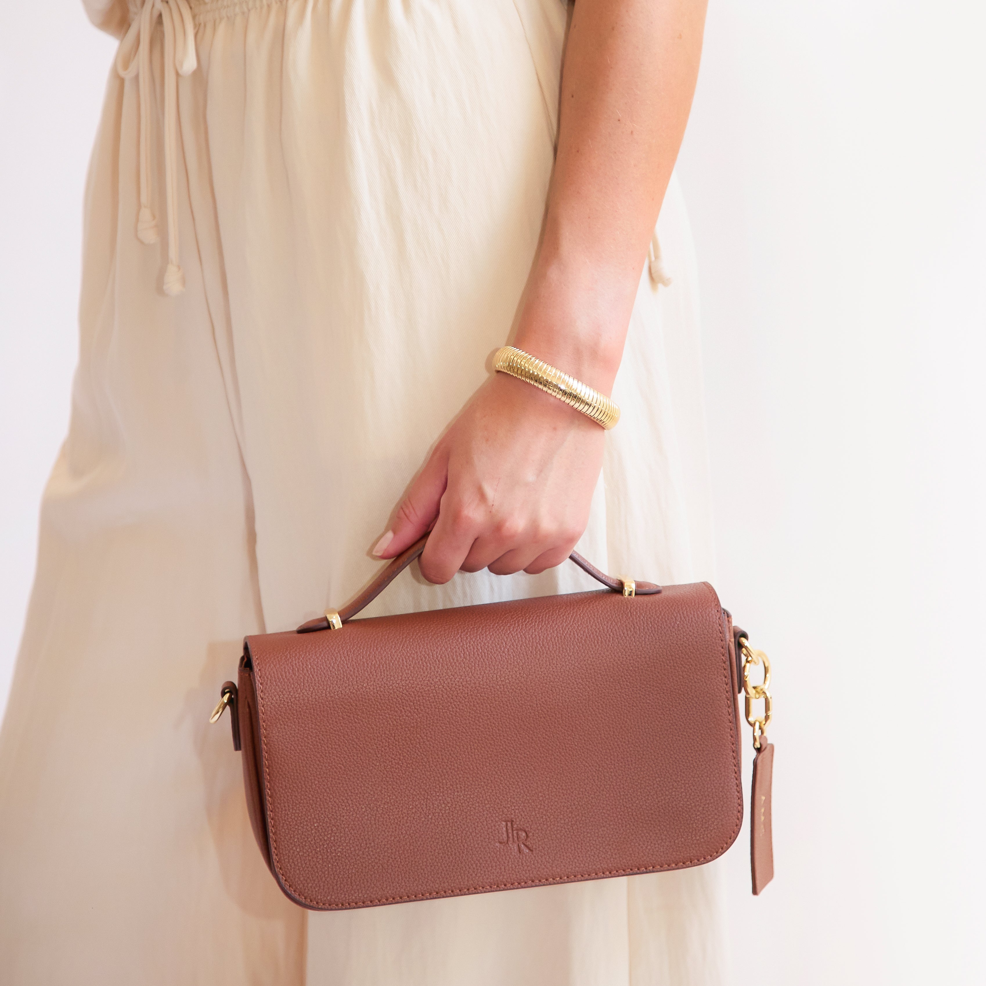 Cambridge Luxe Leather Top Handle Bag - Tan