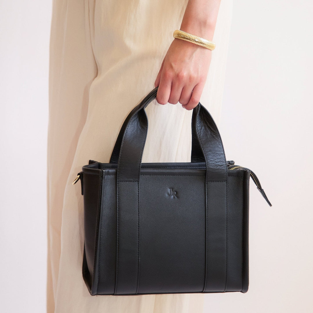 Mini Taylor Luxe Leather Tote bag - Black - JLR London
