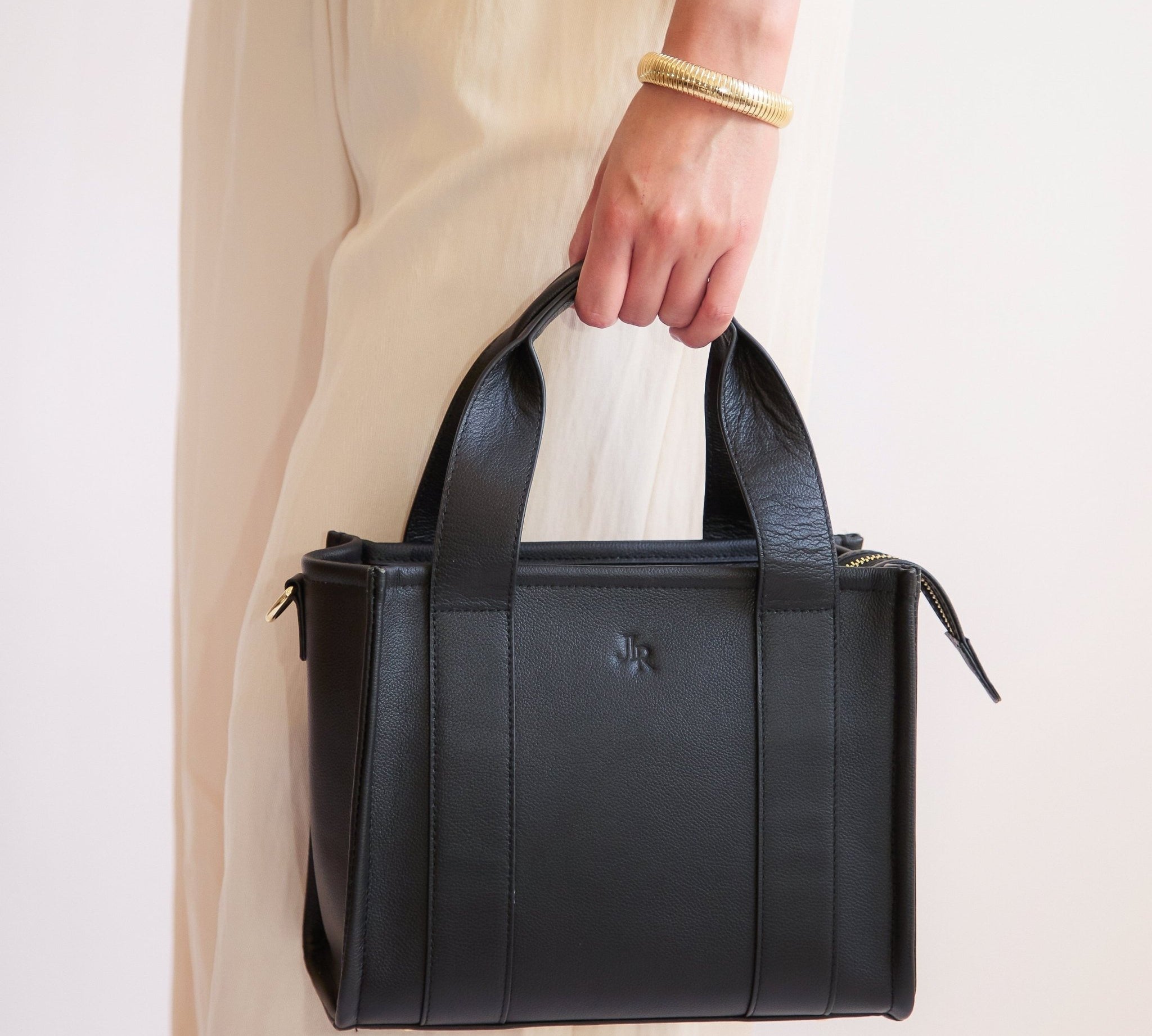Mini Taylor Luxe Leather Tote bag - Black - JLR London