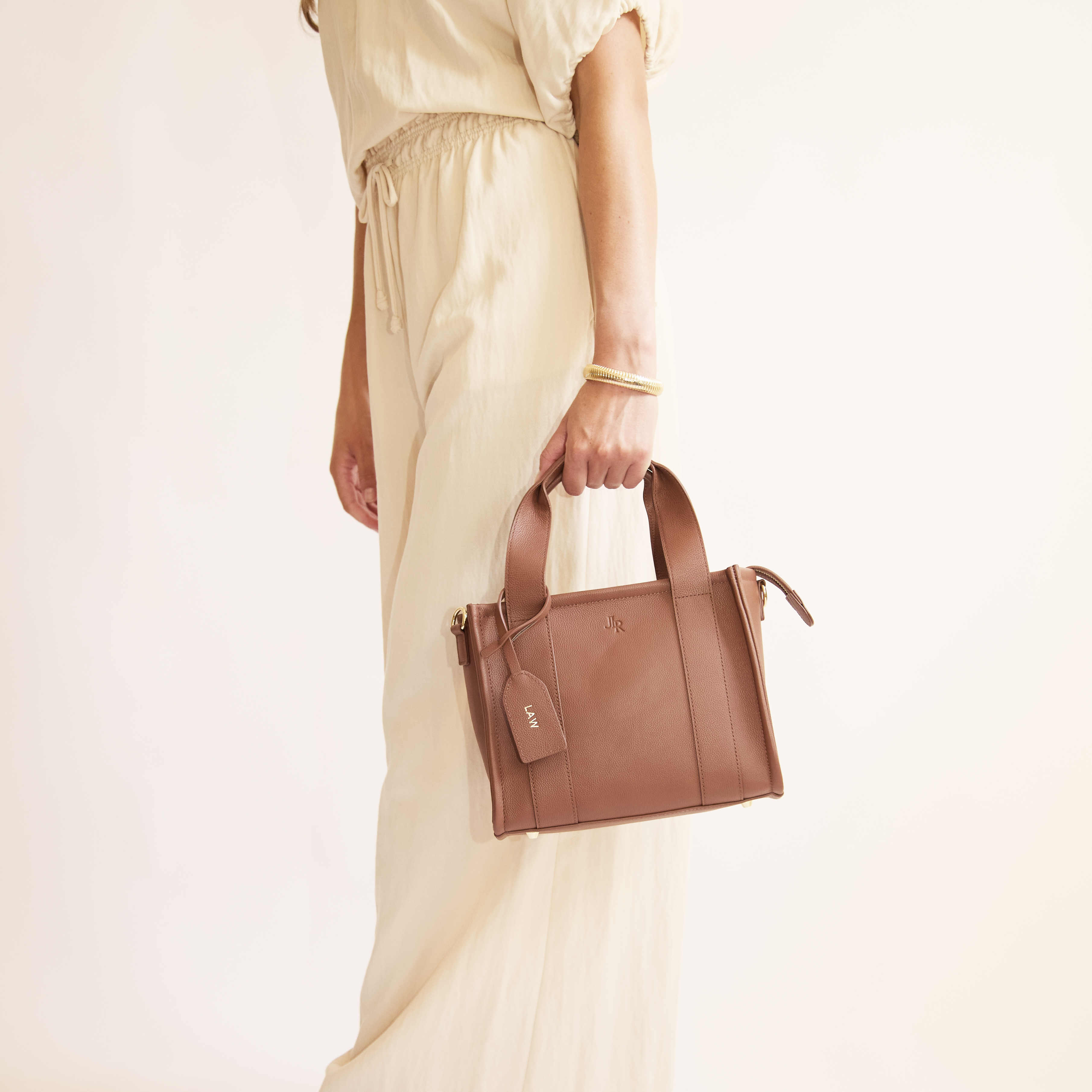 Mini Taylor Luxe Leather Tote Bag - Tan