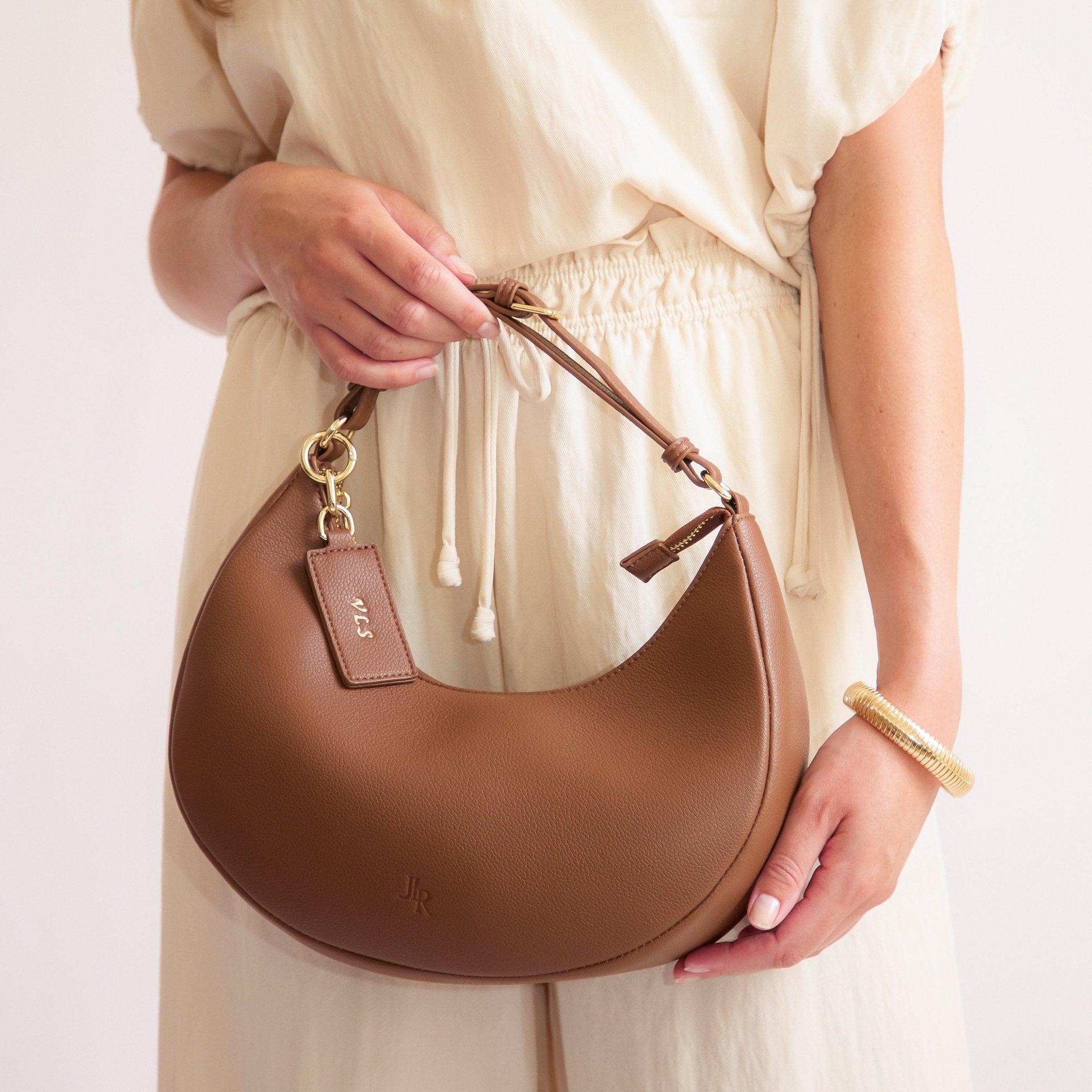 Rudy Midi Half Moon Bag - Tan - JLR London