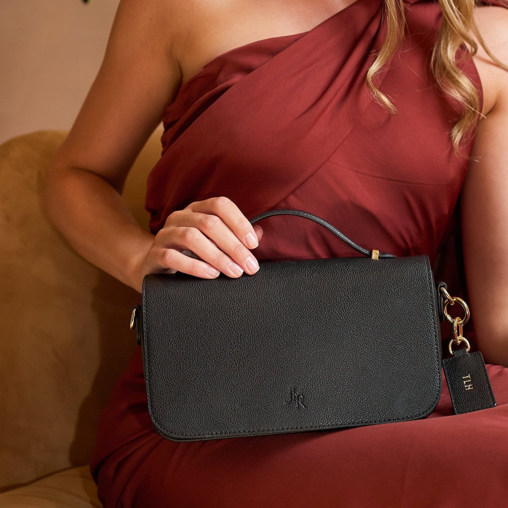 Cambridge Luxe Leather Top Handle Bag - Black - JLR London