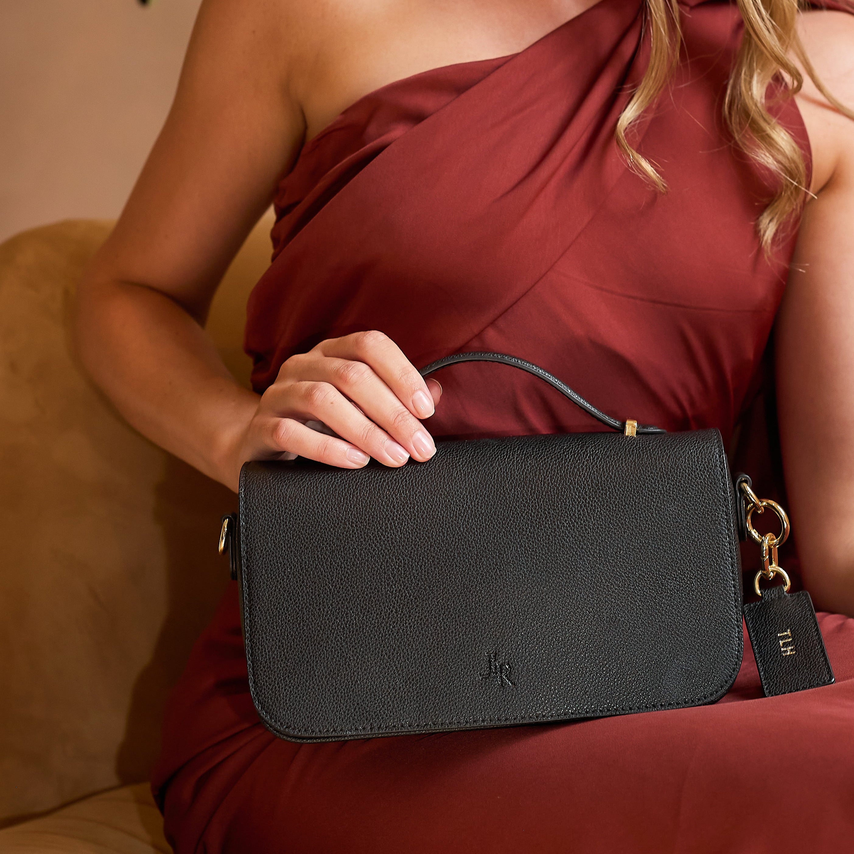 Cambridge Luxe Leather Top Handle Bag - Black