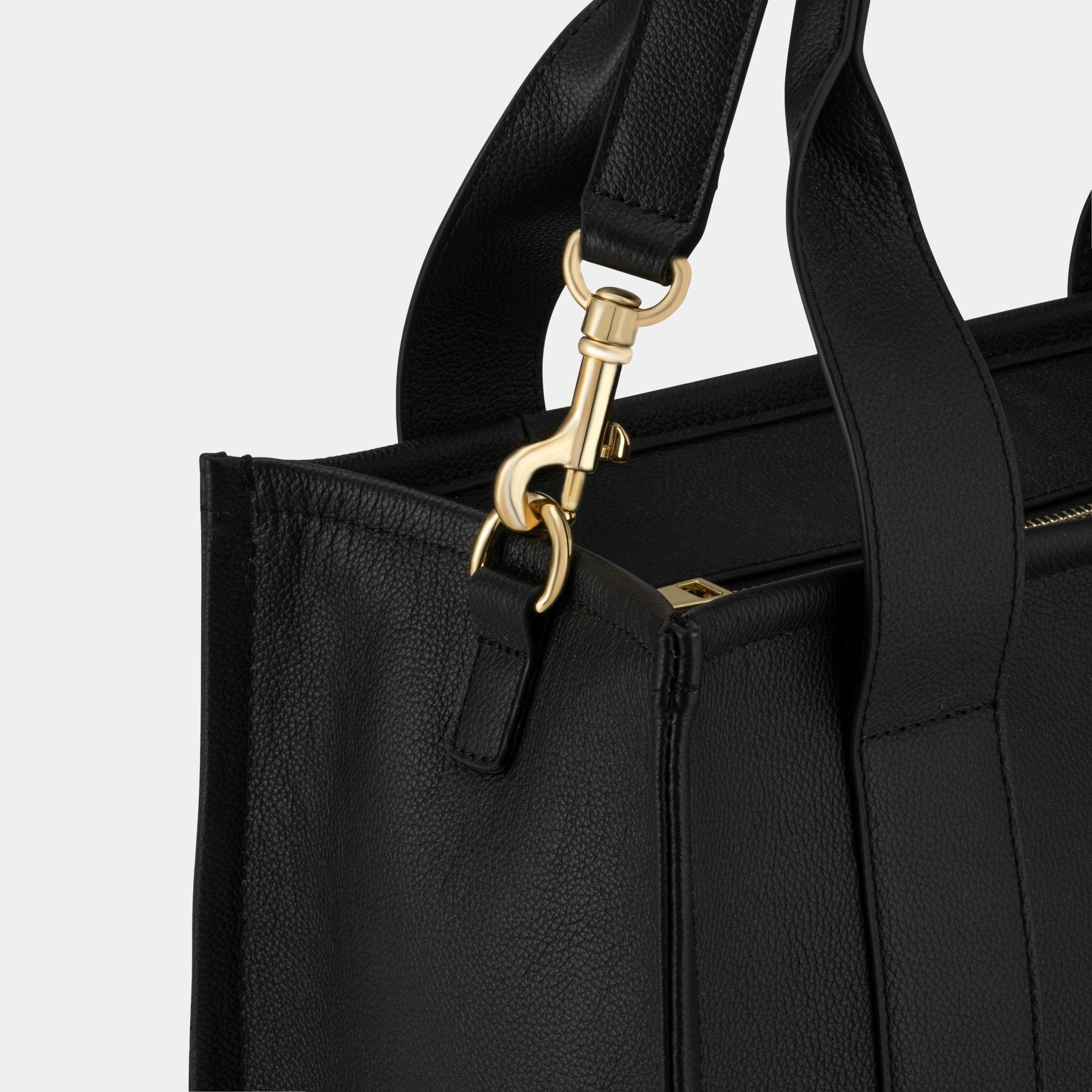 Medium Taylor Luxe Leather Tote Bag - Black - JLR London