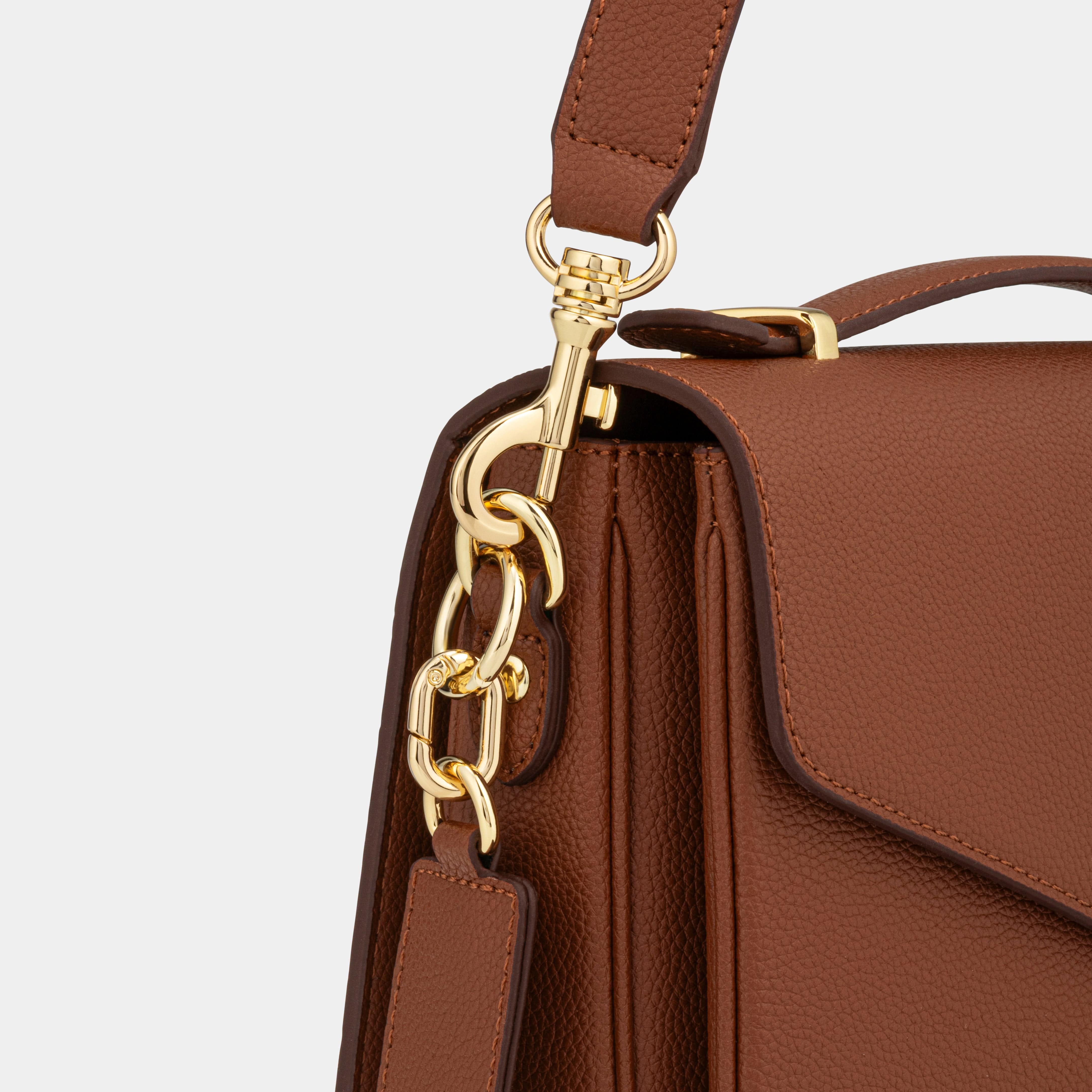 Kensington luxe leather top handle bag Tan