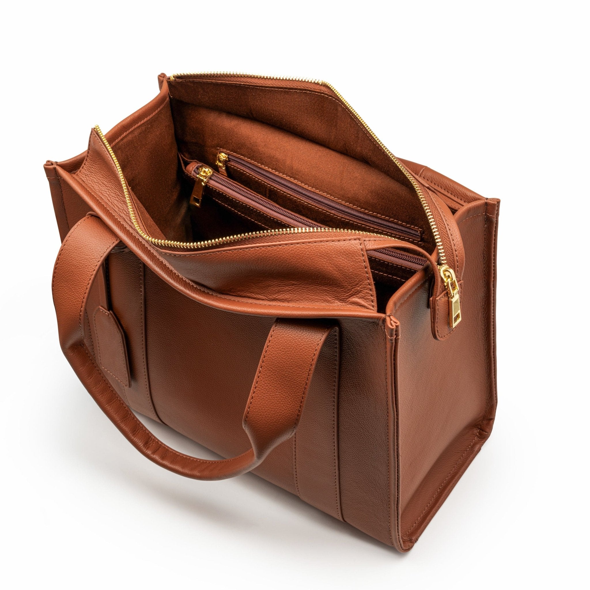 Maxi Taylor Luxe Leather Tote Bag - Tan - JLR London