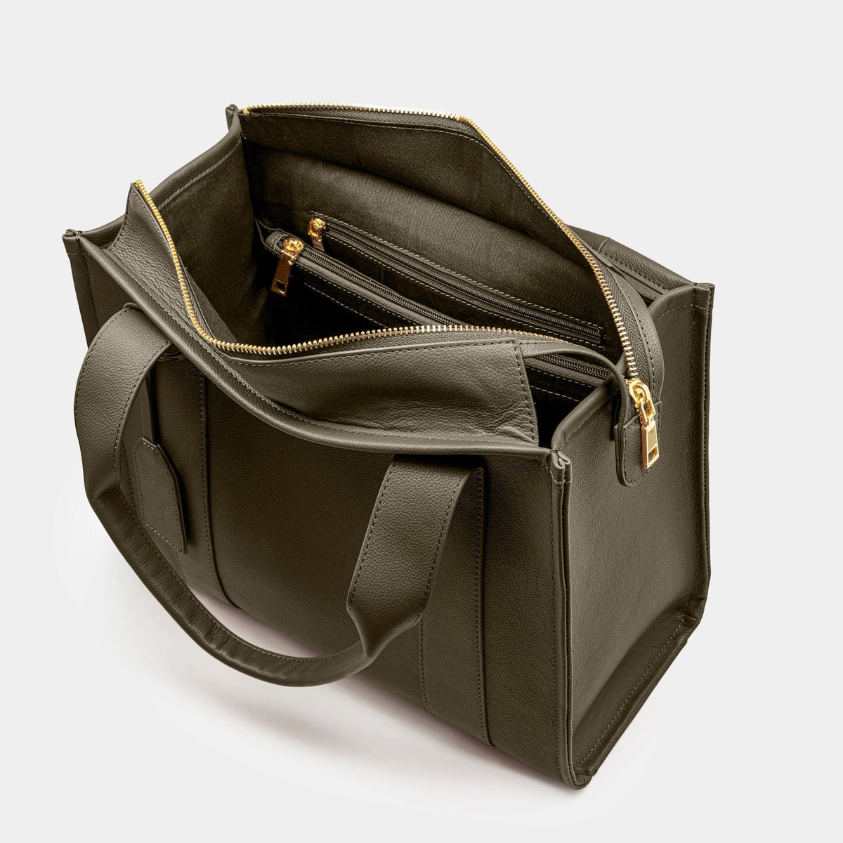 Medium Taylor Luxe Leather Tote Bag - Chocolate Brown - JLR London