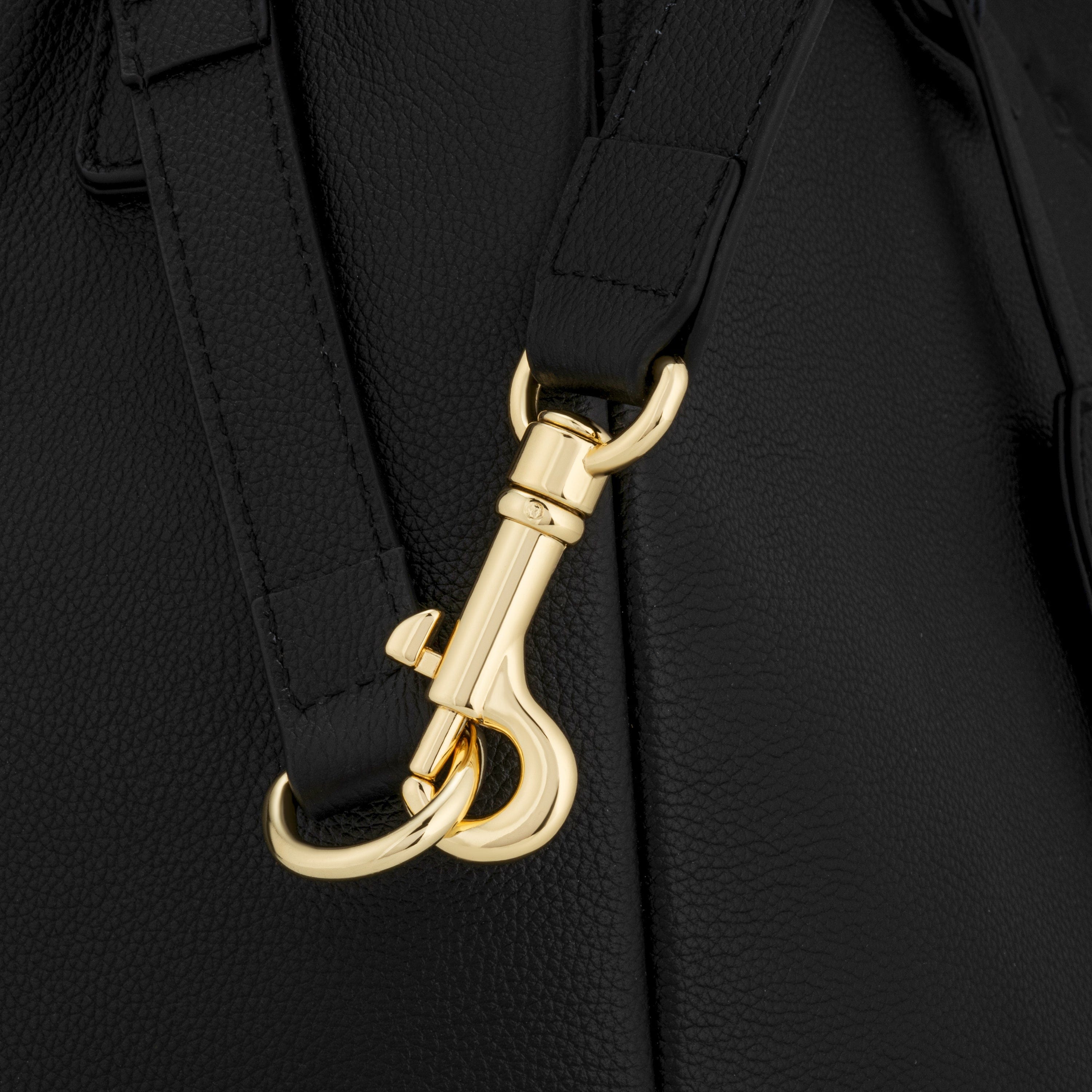 Stella large luxe leather tote bag Black