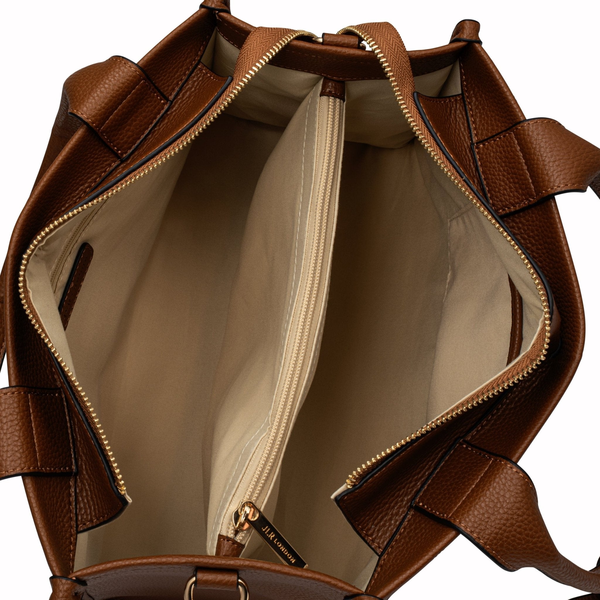 Capri Midi Luxe Vegan Leather And Raffia Tote Bag - Tan - JLR London