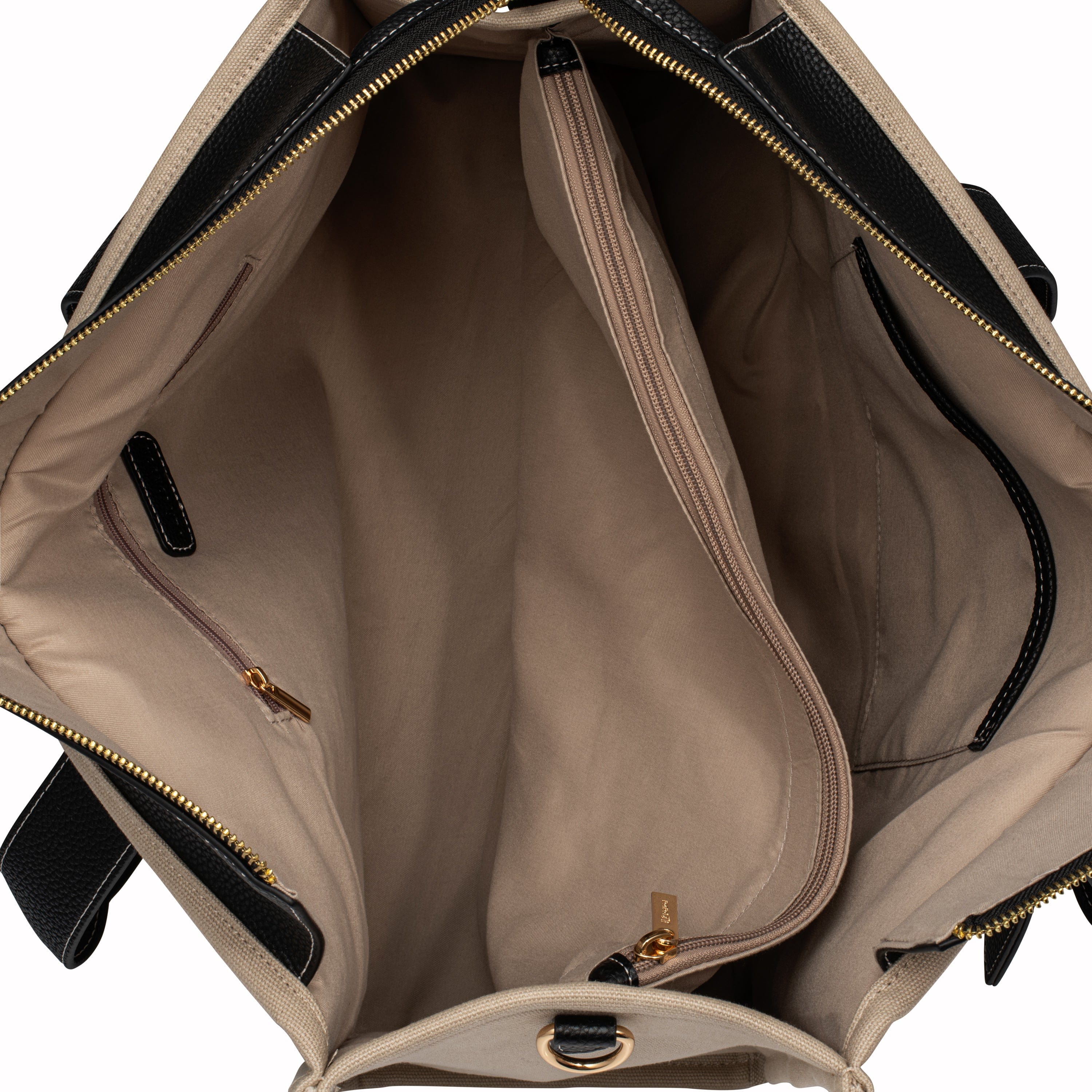 Porto Maxi Black luxe vegan leather and canvas tote bag