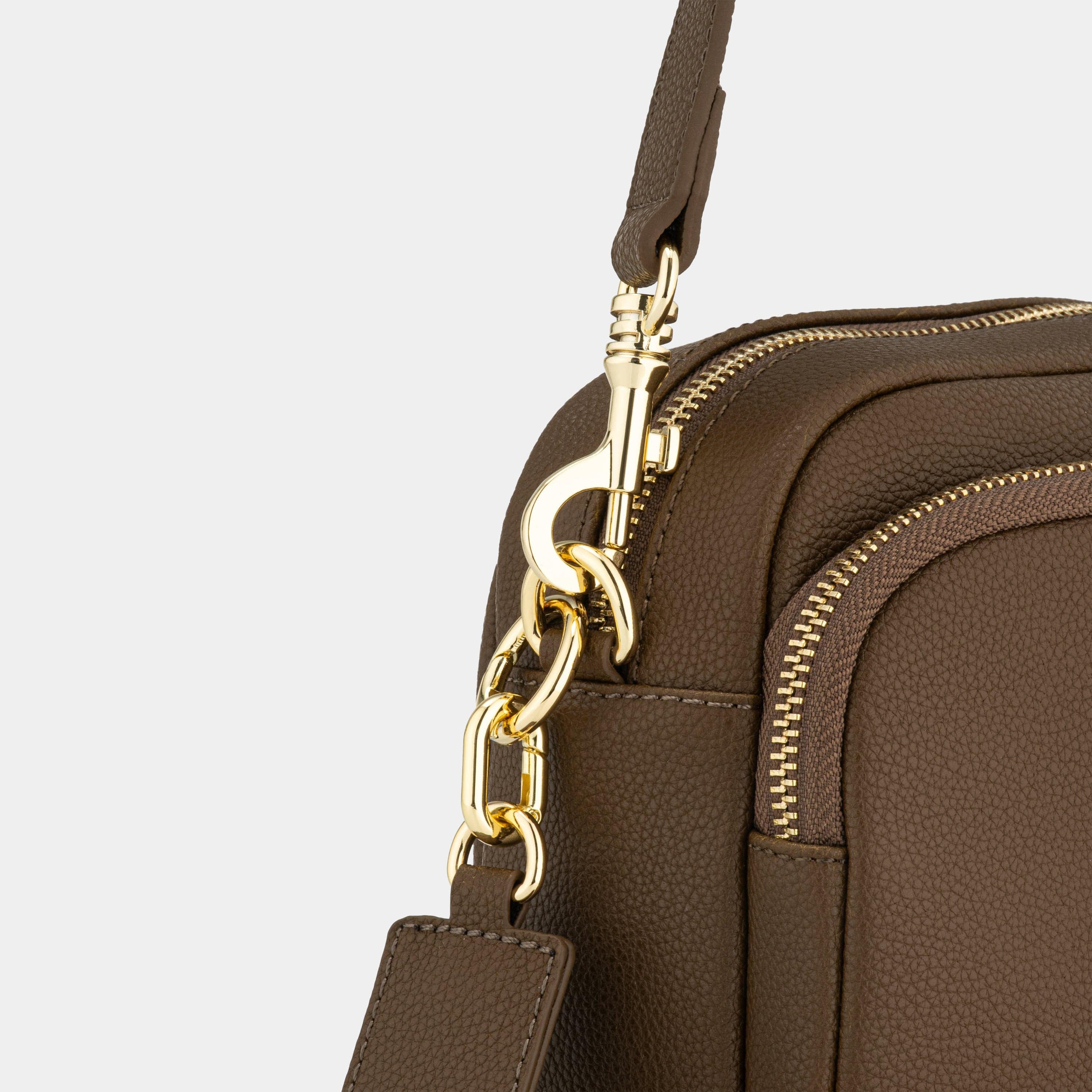 Chelsea Maxi crossbody luxe leather bag Chocolate Brown