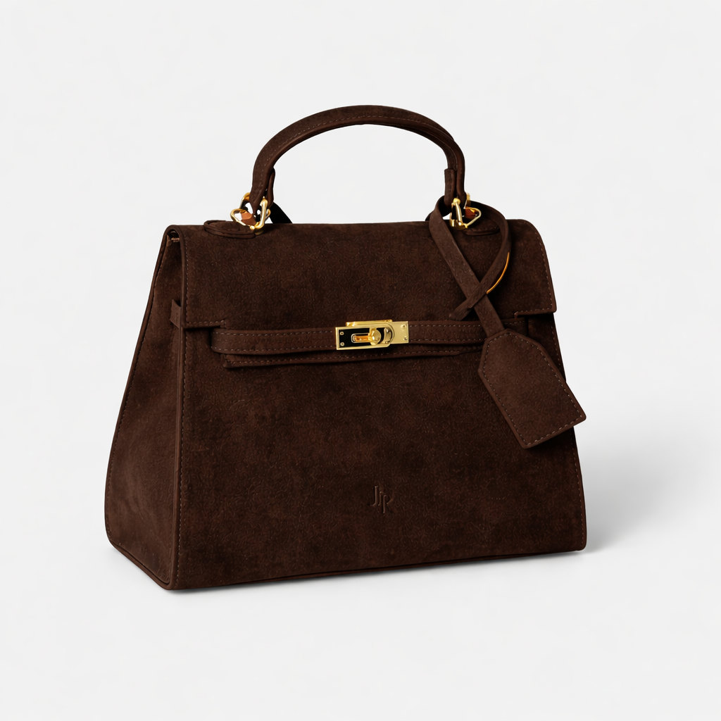 Richmond Top handle Tote bag - Dark Brown Suede