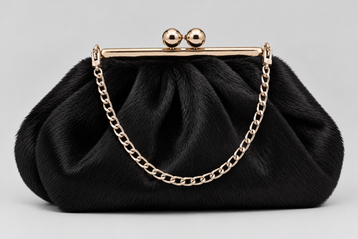 The Gigi Clutch - Black Pony leather