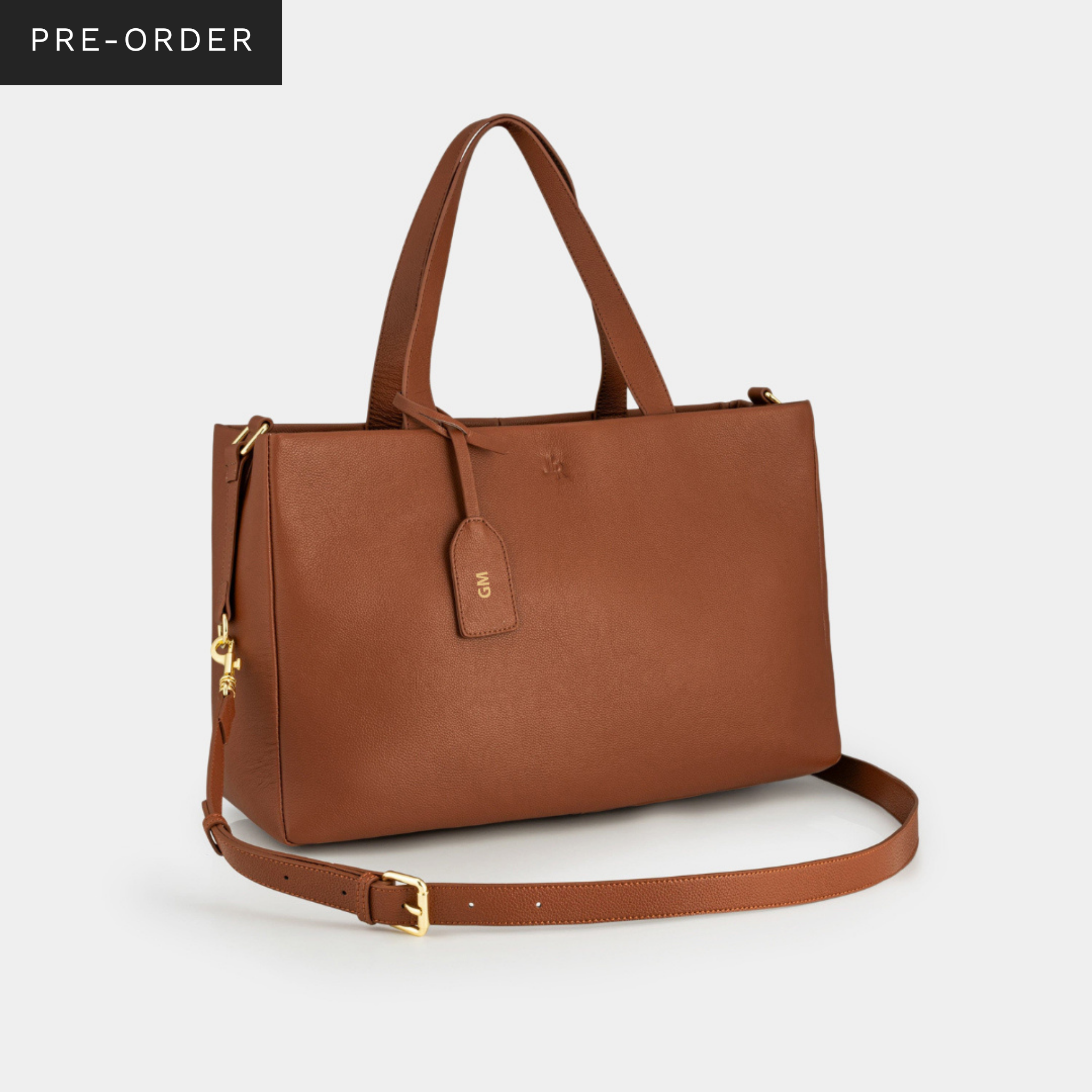 Stella large luxe leather tote bag Tan